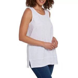 Lands’ End Split Hem White Sleeveless Women's Tank Top Size 1X 16W-18W